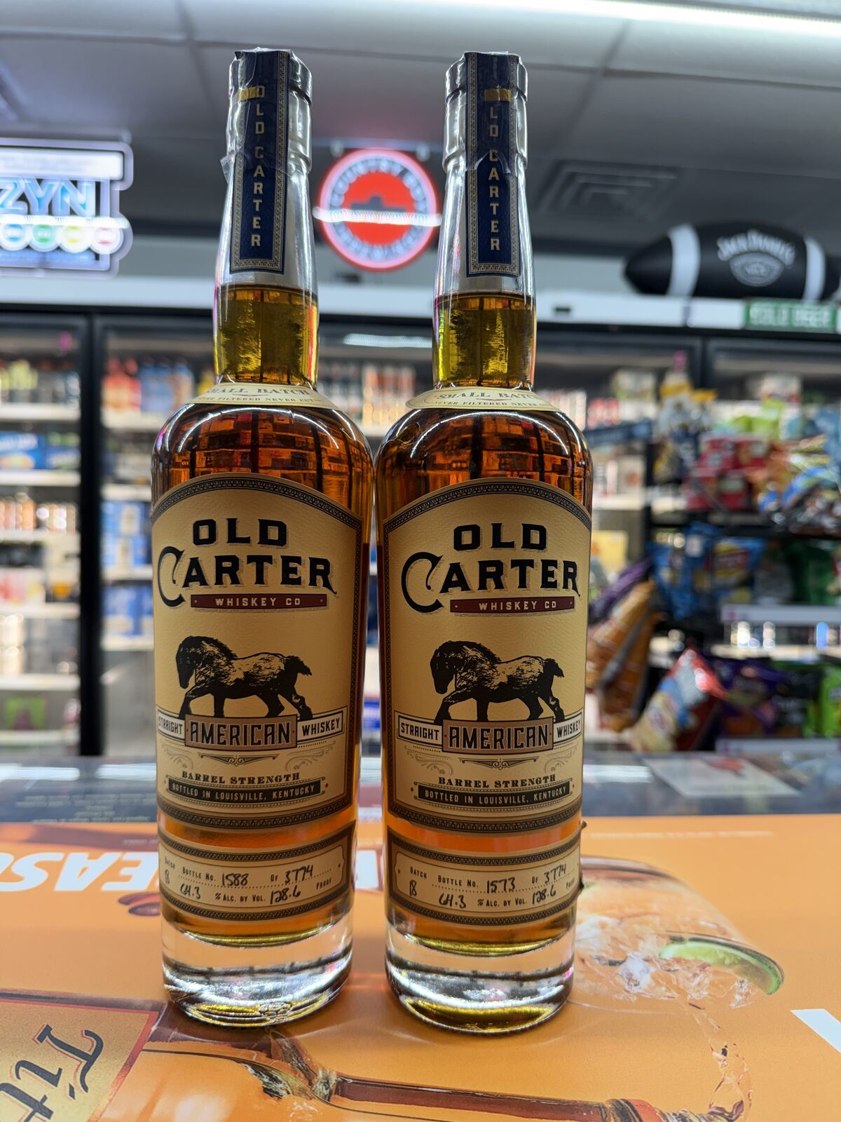 2XO bourbon bottles on display at Manchester Liquor